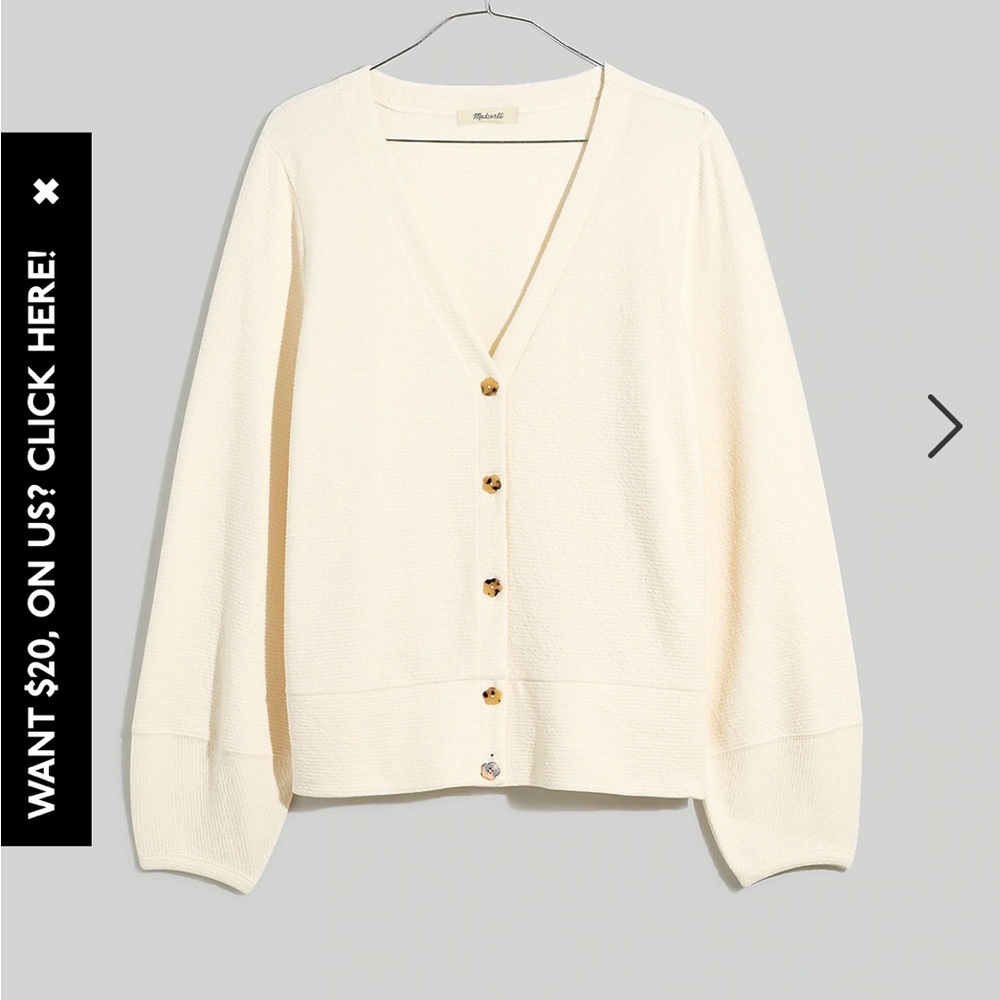 Madewell Cream mini puff relaxed cardigan